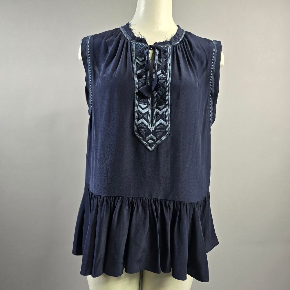 Rebecca Taylor Midnight Blue Embroidered Blouse R15